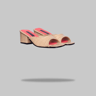 zapato con taco Helena croco nude