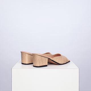zapato con taco Helena croco nude