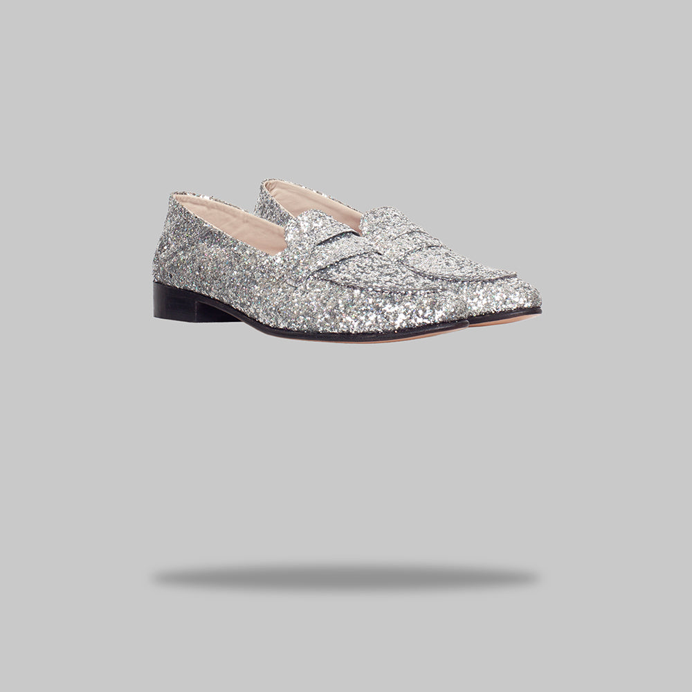mocasín lucía glitter plata