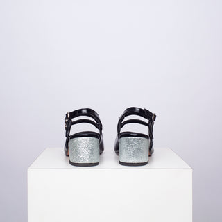 zapato con taco Mary Jane Pérez Summer Negro Taco Plata