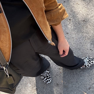 mocasín rafaela pelo dálmata blanco y negro
