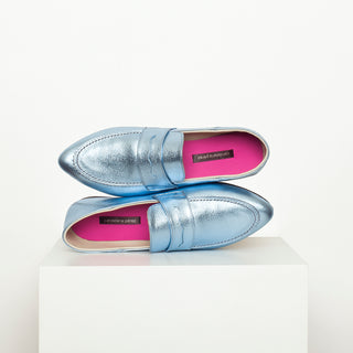 mocasín roberta celeste metalizado