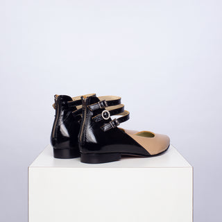 zapato con taco santina negro beige