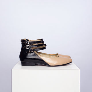 zapato con taco santina negro beige