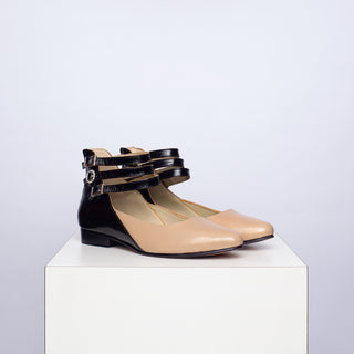 zapato con taco santina negro beige